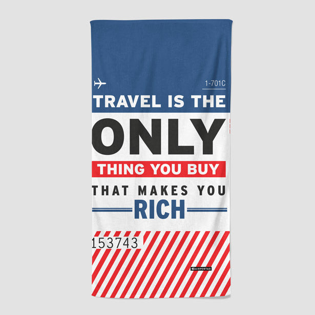 Travel is the only - Beach Towel - Airportag