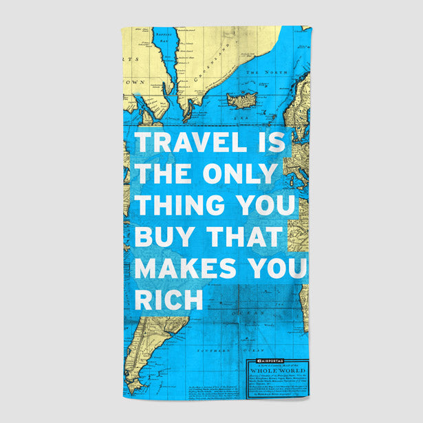 Travel Is - World Map - Beach Towel - Airportag