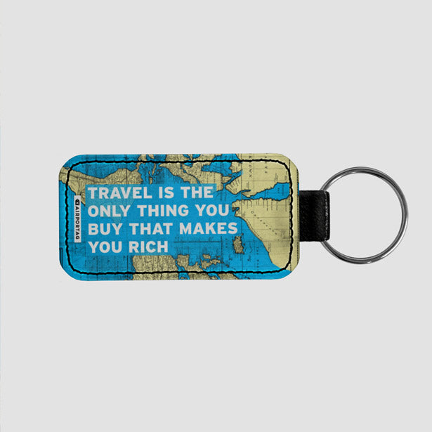 Travel is - World Map - Leather Keychain - Airportag