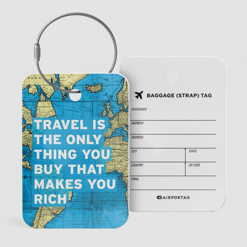 Travel is - Carte du monde - Étiquette de bagage