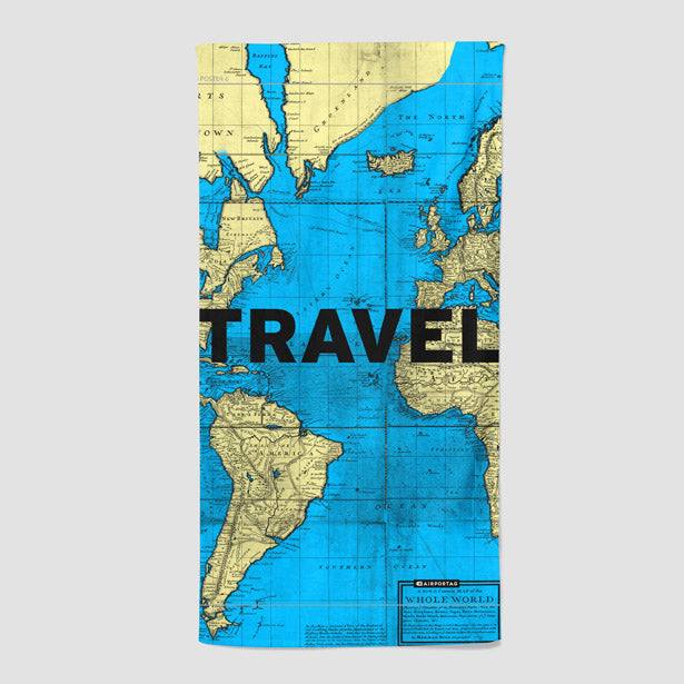 Travel - World Map - Beach Towel - Airportag