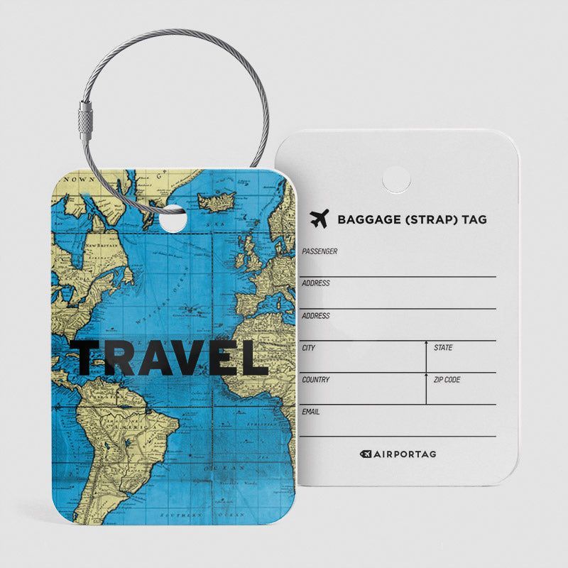 Voyage - Carte du monde - Étiquette de bagage