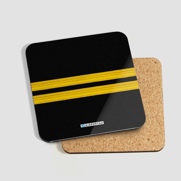 Black Pilot Stripes - Coaster - Airportag