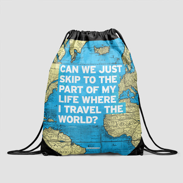 Can We Just - World Map - Drawstring Bag - Airportag