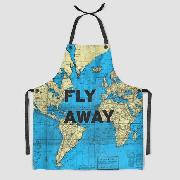 Fly Away - World Map - Kitchen Apron - Airportag
