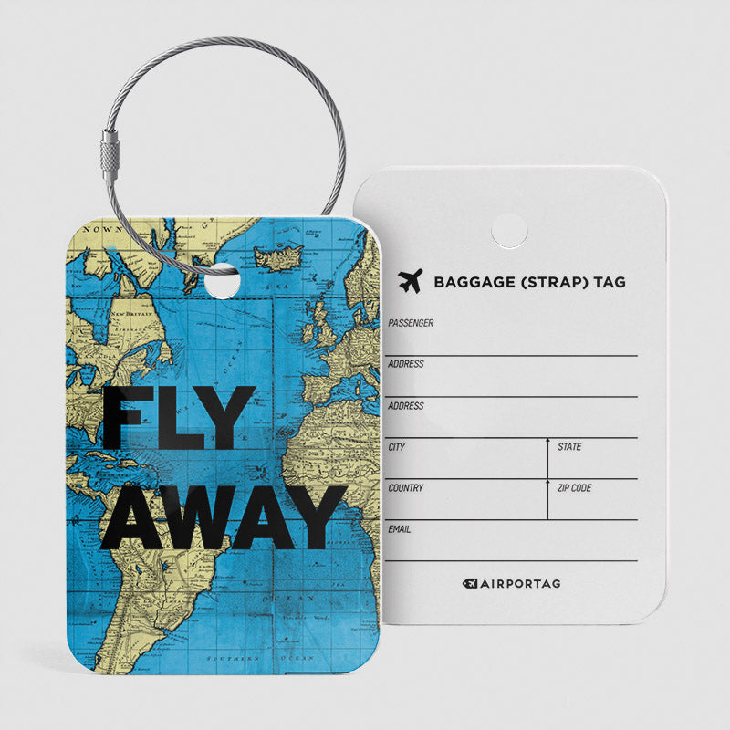Fly Away - Carte du monde - Étiquette de bagage