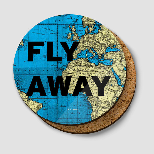 Fly Away - World Map - Round Coaster - Airportag