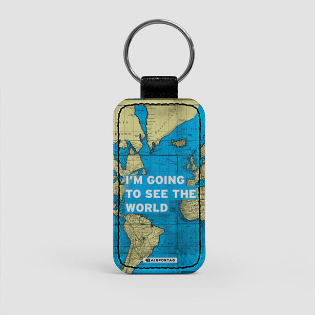 I'm Going - World Map - Leather Keychain - Airportag