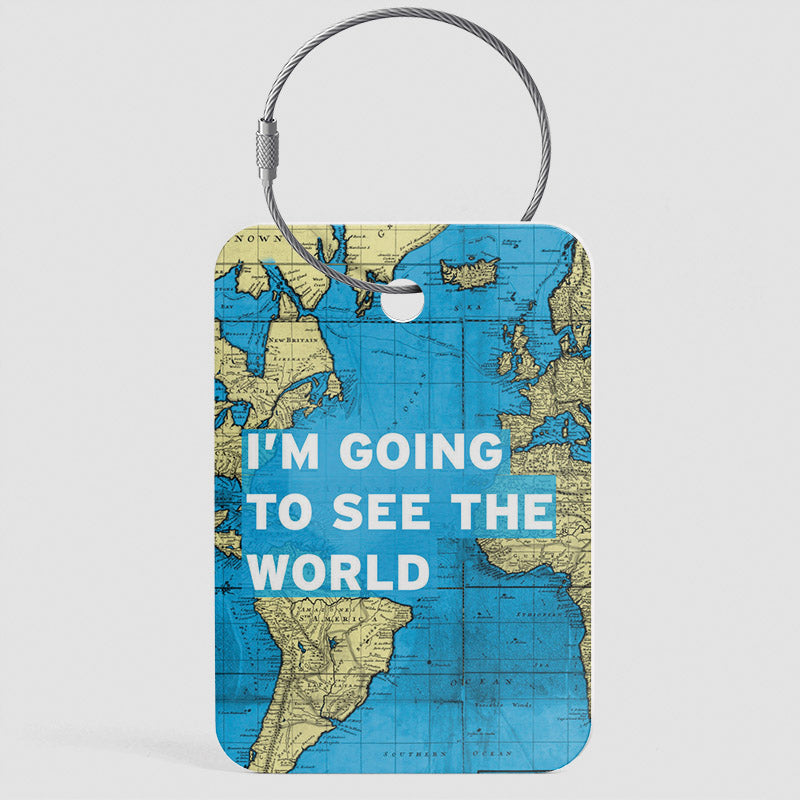 J'y vais - Carte du monde - Étiquette de bagage