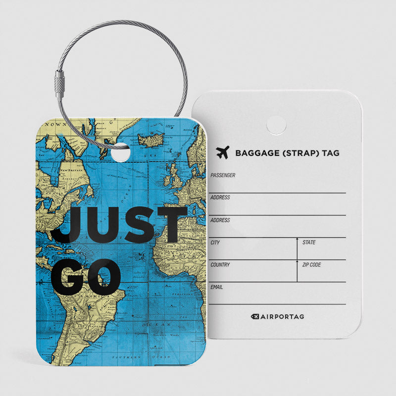 Just Go - World Map - Luggage Tag