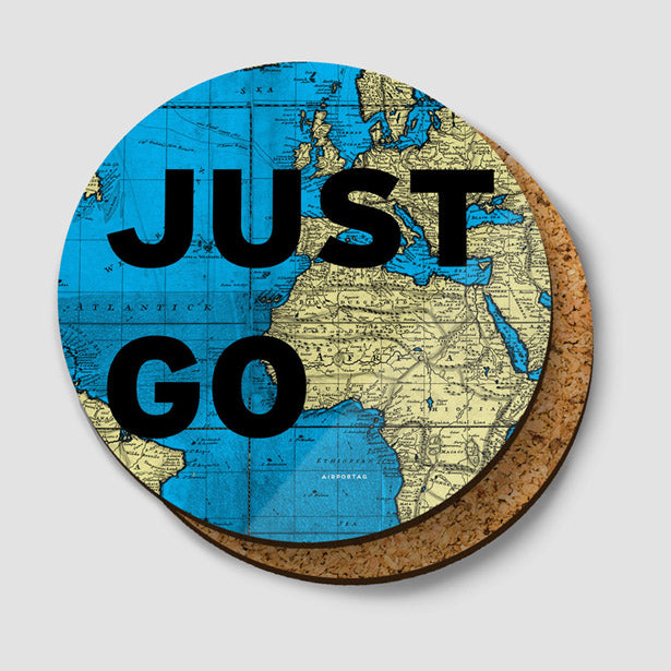 Just Go - World Map - Round Coaster - Airportag