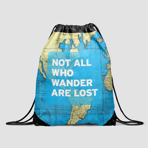 Not All Who - World Map - Drawstring Bag - Airportag