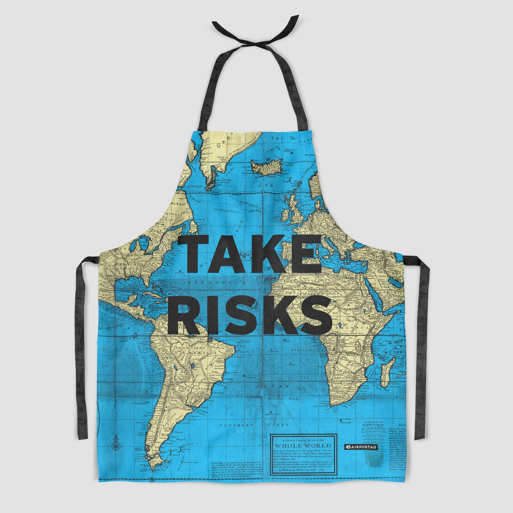 Take Risks - World Map - Kitchen Apron - Airportag