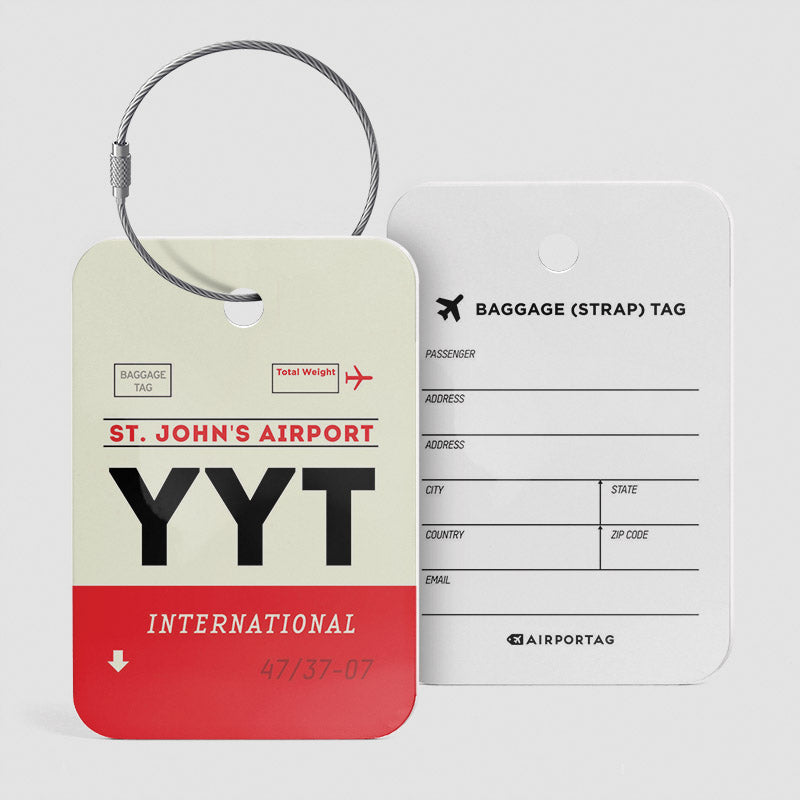 Airport Code Luggage Tag IATA code YYT baggage tag