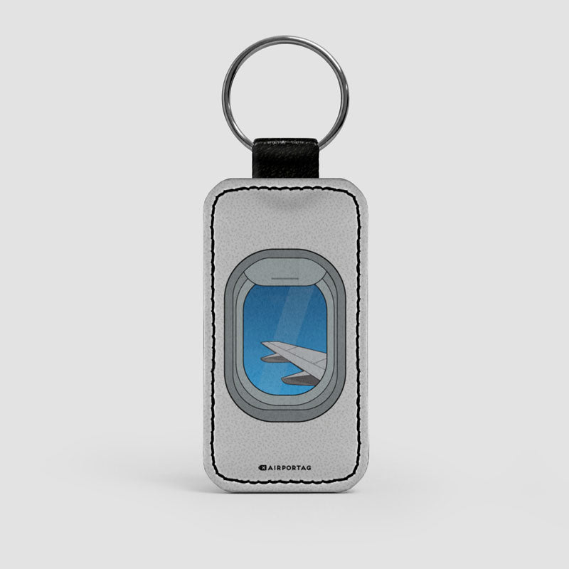 Airplane Window Wing Icon - Leather Keychain