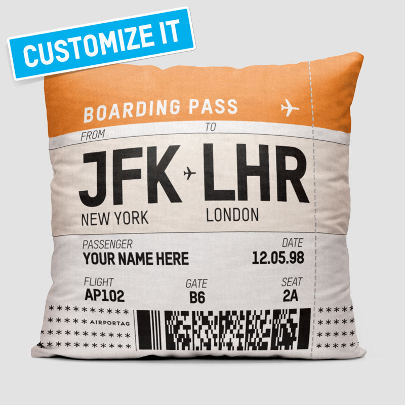 Boarding Pass - square - Throw Pillow