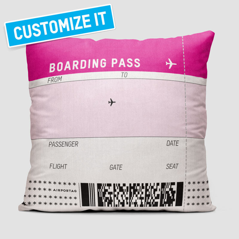 Boarding Pass - square - Throw Pillow