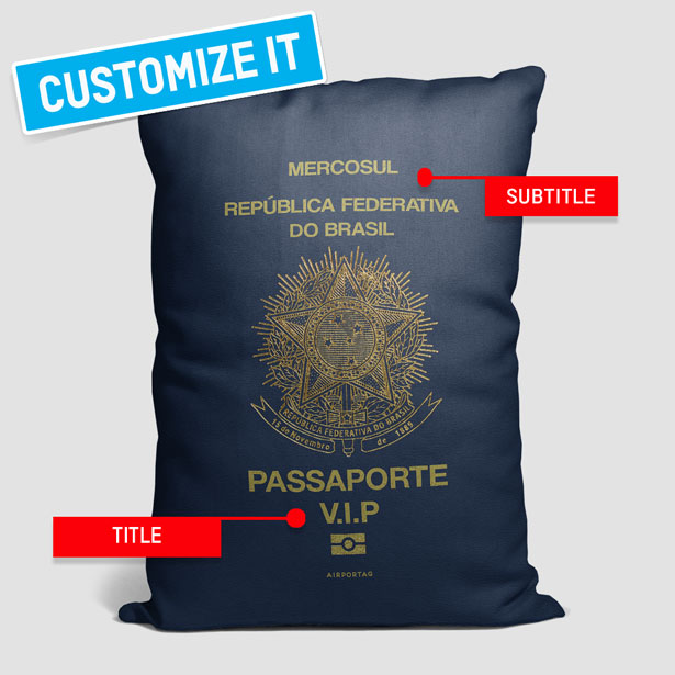 ブラジル - パスポートの長方形の枕