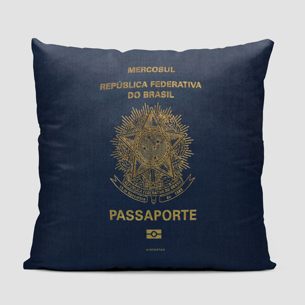 Brazil - Passport Throw Pillow - Airportag