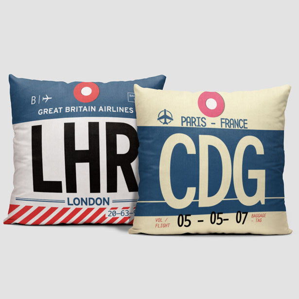 CDG + LHR - Throw Pillow Set - Airportag