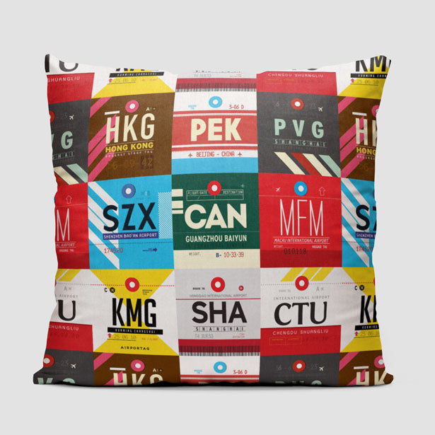 Chinese Airports - Throw Pillow - Airportag