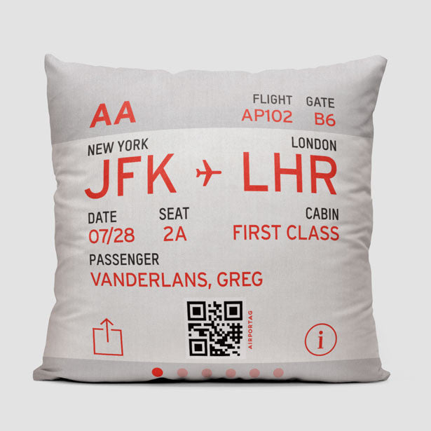 Digital Boarding Pass Throw Pillow Create Your Own