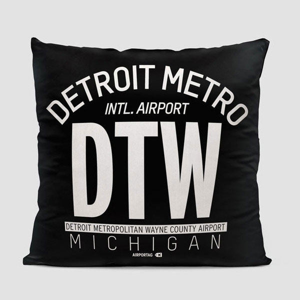 DTW Letters - Throw Pillow - Airportag