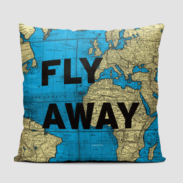 Fly Away - World Map - Throw Pillow - Airportag