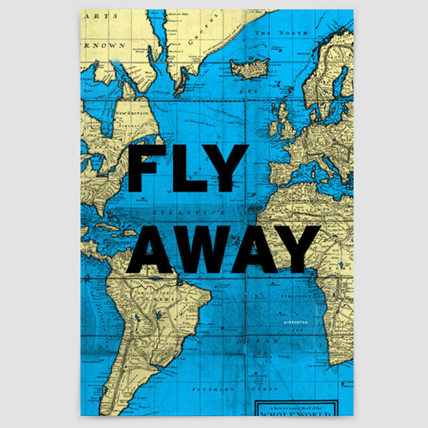 Fly Away - World Map - Poster - Airportag