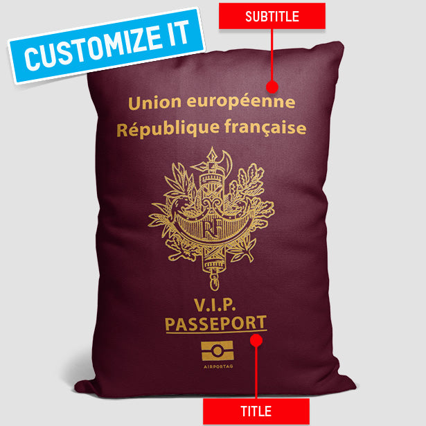 France - Coussin rectangulaire passeport