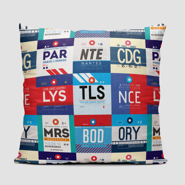 French Airports - Throw Pillow - Airportag