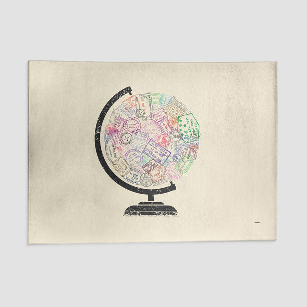 Globe Stamps - Rectangular Rug airportag.myshopify.com