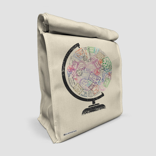 Globe Stamps - Lunch Bag airportag.myshopify.com