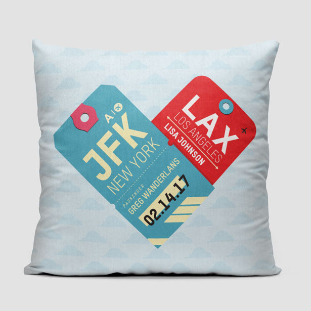 Heart Flight Tags - Throw Pillow - Airportag