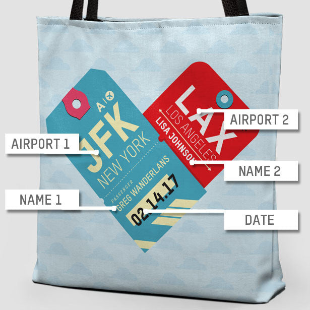 Heart Flight Tags - Tote Bag - Airportag