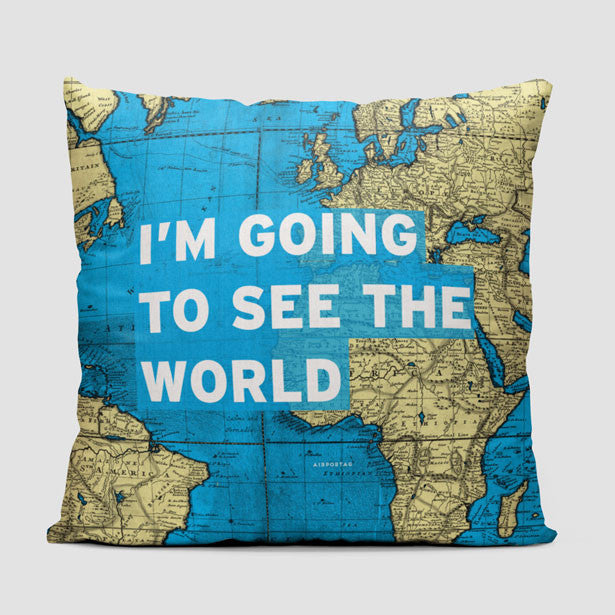 I'm Going - World Map - Throw Pillow - Airportag