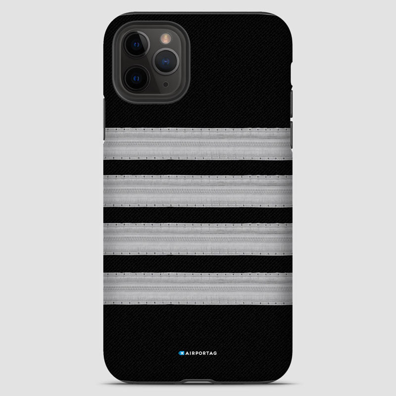 Black Pilot Stripes Silver - iPhone Case