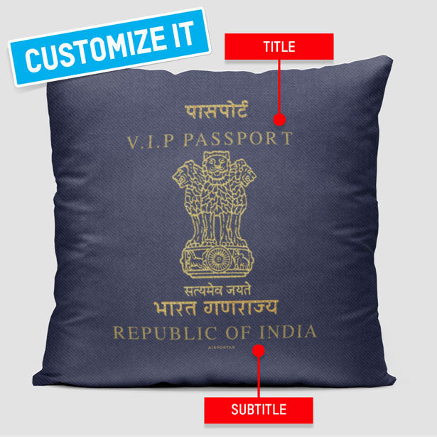 India - Passport Throw Pillow