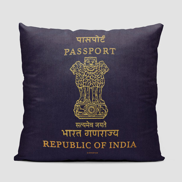 India - Passport Throw Pillow - Airportag