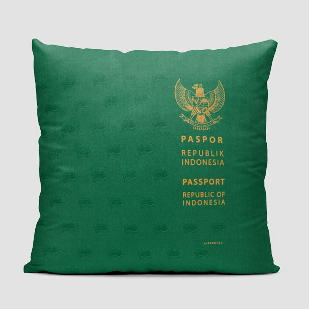 Indonesia - Passport Throw Pillow - Airportag