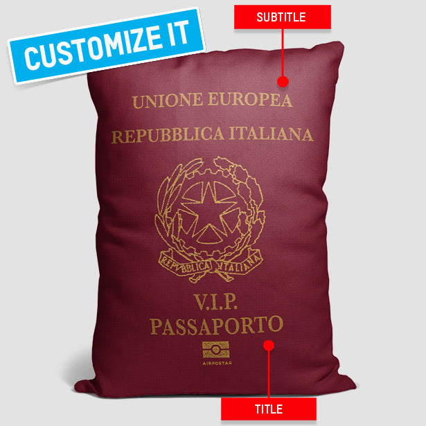イタリア - パスポートの長方形の枕
