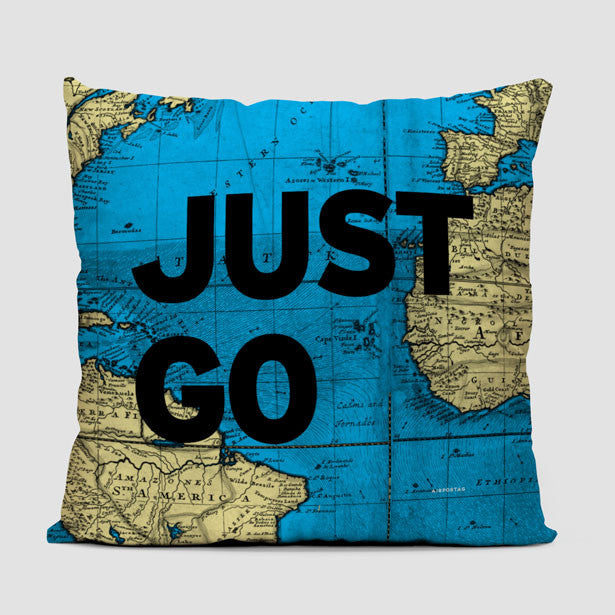 Just Go - World Map - Throw Pillow - Airportag