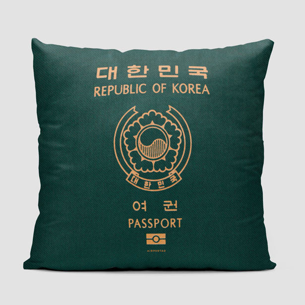 South Korea - Passport Throw Pillow - Airportag