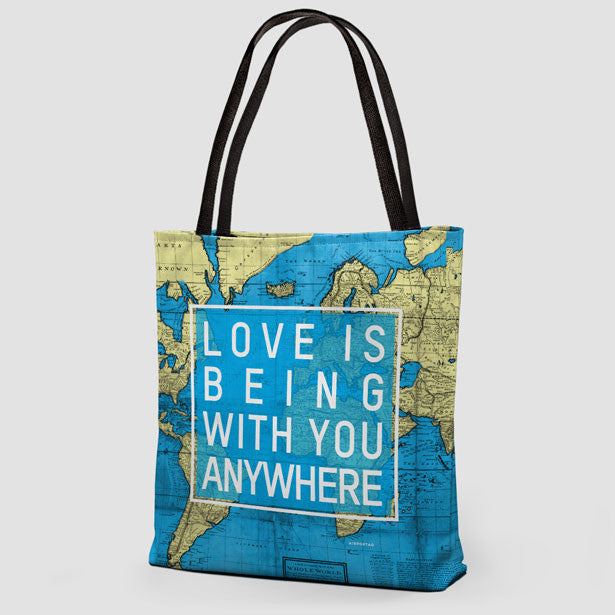 Love is Being - World Map - Tote Bag - Airportag