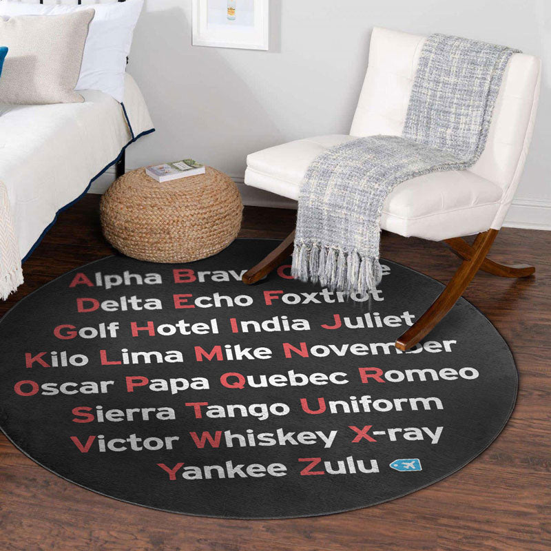 Nato Phonetic Alphabet - Round Rug