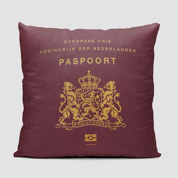 Netherlands - Passport Throw Pillow - Airportag