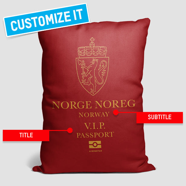 ノルウェー - パスポート長方形枕