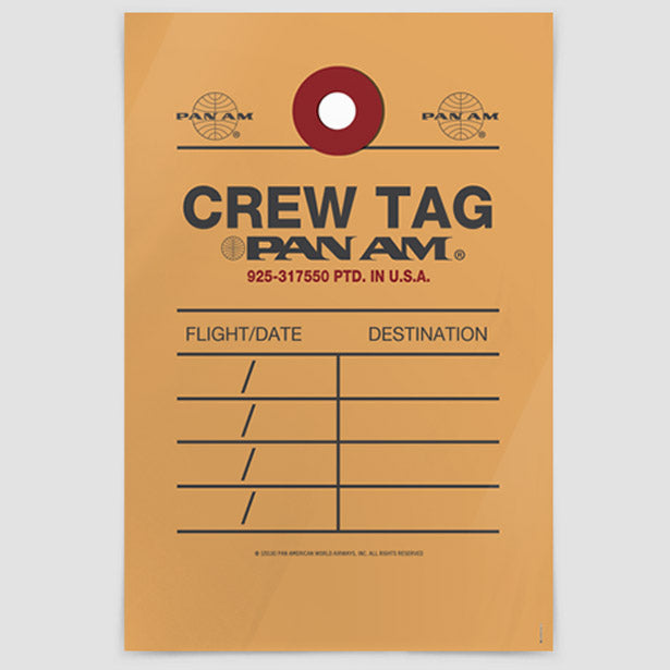 Pan Am - Crew Tag - Poster airportag.myshopify.com