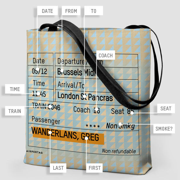Train Ticket - Europe - Tote Bag - Airportag