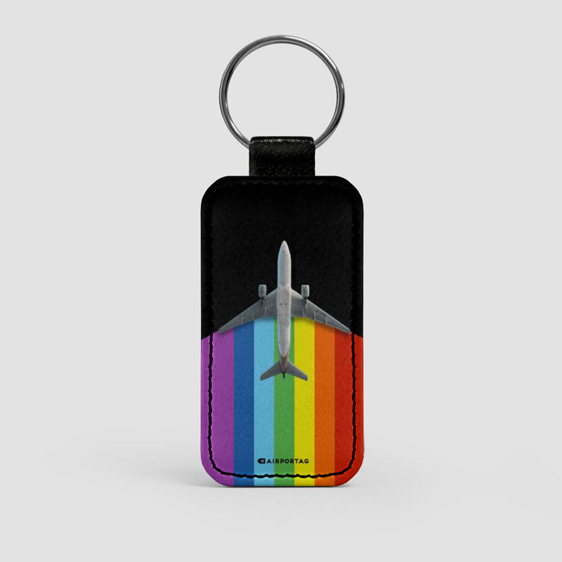 Plane Flying Rainbow - Leather Keychain
